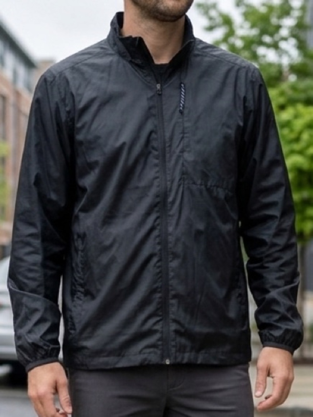 FLX Men's Full Zip Windbreaker Jacket Black Size Large